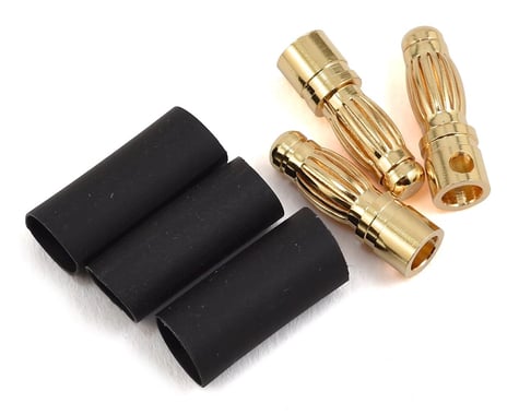 PTK-5065 Protek RC 4mm Short Serrated Male Bullet Connector w/Shrink Tube (3)