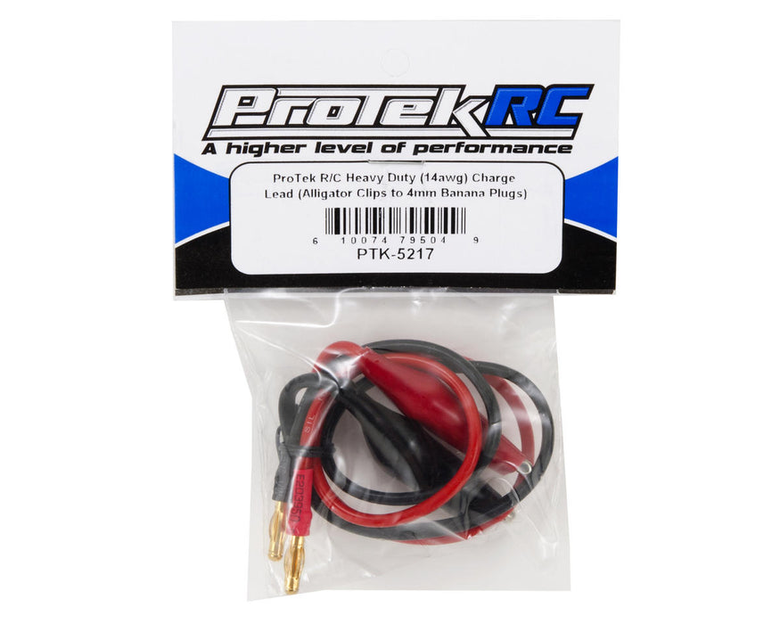 PTK-5217 ProTek RC Heavy Duty (14awg) Charge Lead (Alligator Clips to 4mm Banana Plugs)
