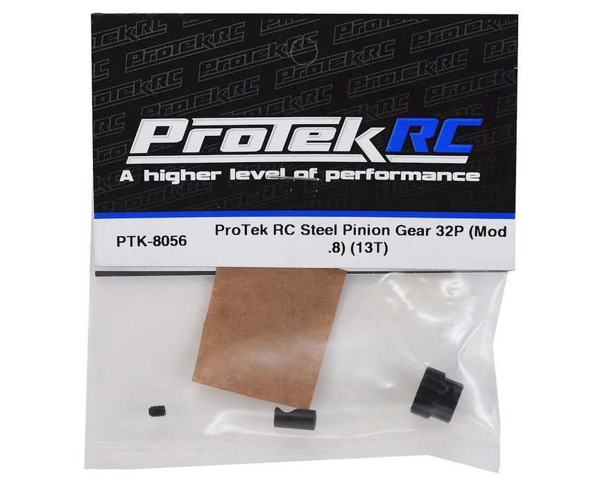 PTK-8056 ProTek RC Steel 32P Pinion Gear w/3.17mm Reducer Sleeve (Mod .8) (5mm Bore) (13T)