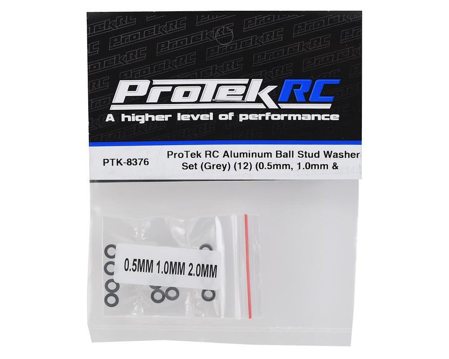 PTK-8376 - Protek RC Aluminum Ball Stud Washer Set (Grey) (12) (0.5mm, 1.0mm, 2.0mm)