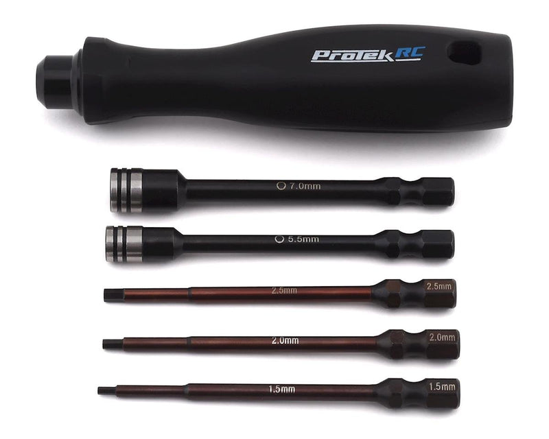 PTK-8462 ProTek RC "TruTorque" 5-Piece 1/4" Drive Hex & Nut Driver Set (1.5, 2.0, 2.5mm Hex & 5.5, 7mm Driver)