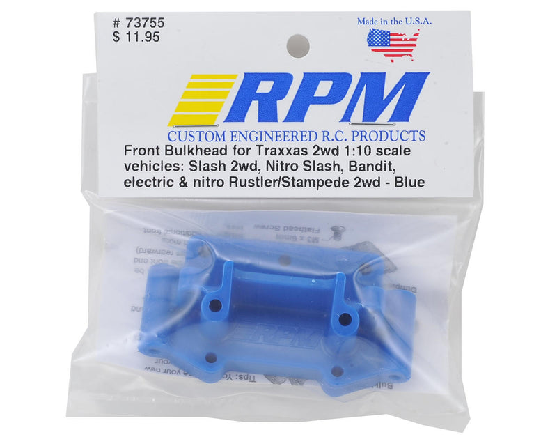 73755 RPM Front Bulkhead for Traxxas 1/10th 2WD Vehicles - BLUE