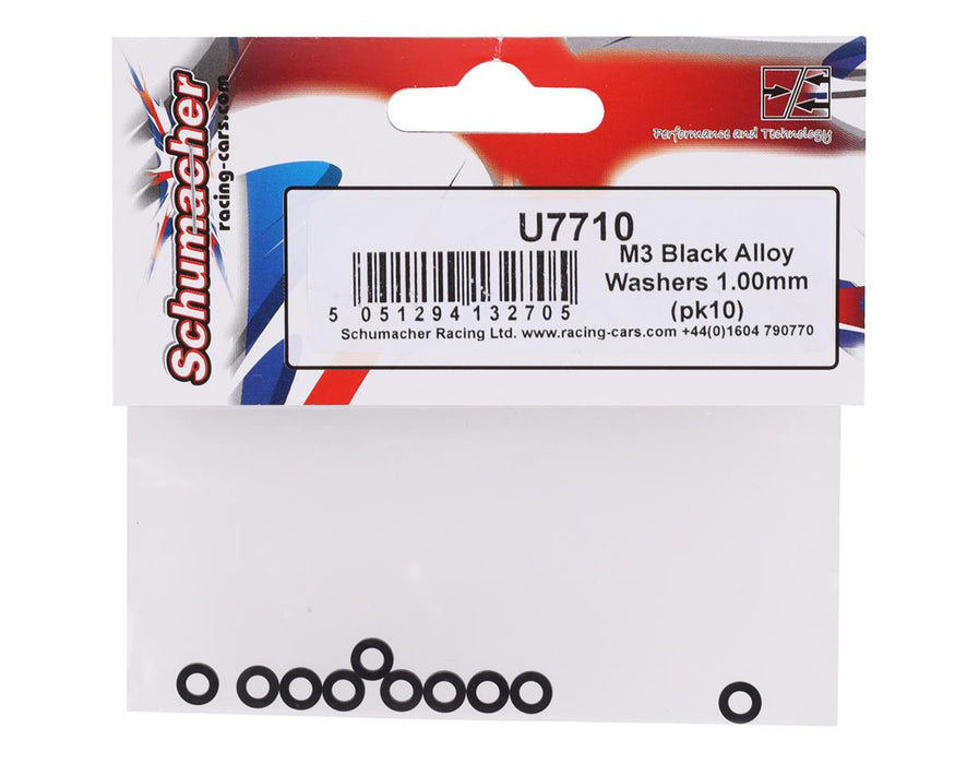 U7710 Schumacher 3mm Alloy Washers (Black) (10) (1.00mm)