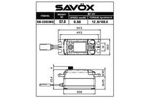 SB-2265MG-BE (Black) Savox Low Profile High Voltage Brushless Digital Servo .08sec/166.6oz @ 7.4V