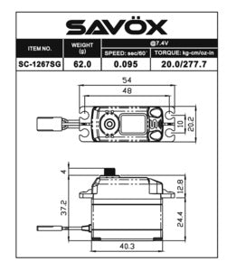 SC-1267SG Savox High Torque Digital Servo .09/277 @ 7.4V