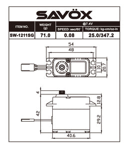 SW-1211SG-BE (Black) Waterproof High Voltage Digital Servo 0.08sec / 347.2oz @ 7.4V - Black Edition SAVSW1211SG-BE