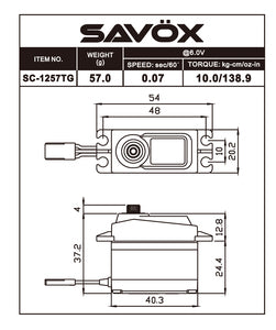 SC-1257TG Savox Black Edition Standard Size Coreless Digital Servo .07/139 @ 6V