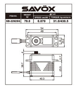SB-2292SG Savox Monster Performance, Brushless Servo Black Edition .07sec / 430.5oz @ 7.4v SAVSB2292SG