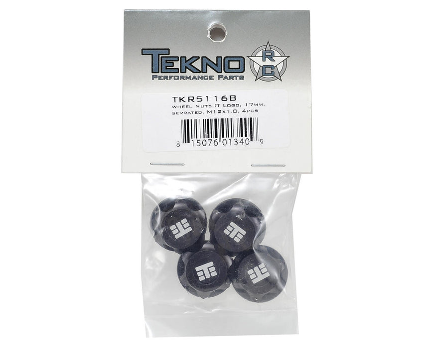TKR5116B - Tekno RC 17mm Aluminum "T Logo" Covered Serrated Wheel Nut (Gun Metal) (4)