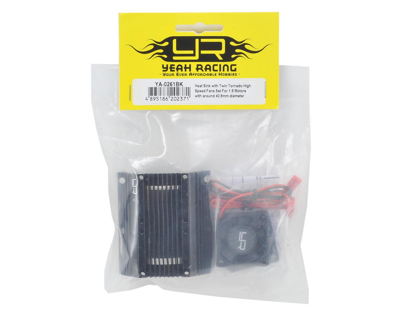 YA-0261BK Yeah Racing 1/8 Twin Fan Aluminum Heat Sink w/2 Fans (Black) (40.8mm diameter)