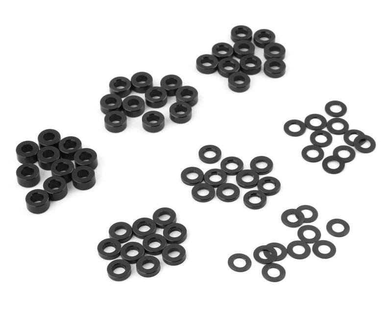 YA-0390BK Yeah Racing 3x0.25/0.5/1.5/2/2.5/3mm Flat Washer Set (Black) (70)