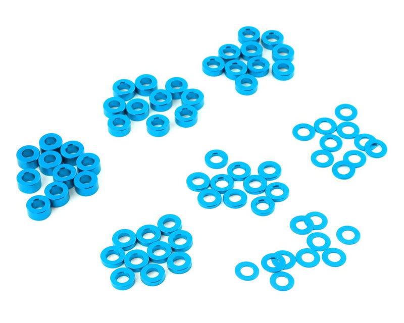 YA-0390LB Yeah Racing 3x0.25/0.5/1.5/2/2.5/3mm Flat Washer Set (Blue) (70)