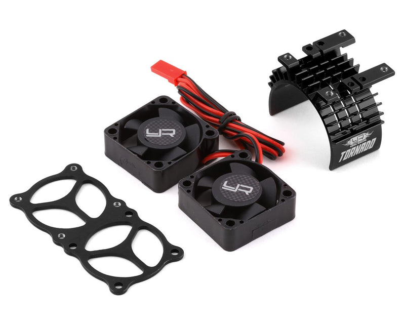 YA-0643BK Yeah Racing Aluminum 540/550 Motor Heat Sink w/Twin Tornado Fans (Black)