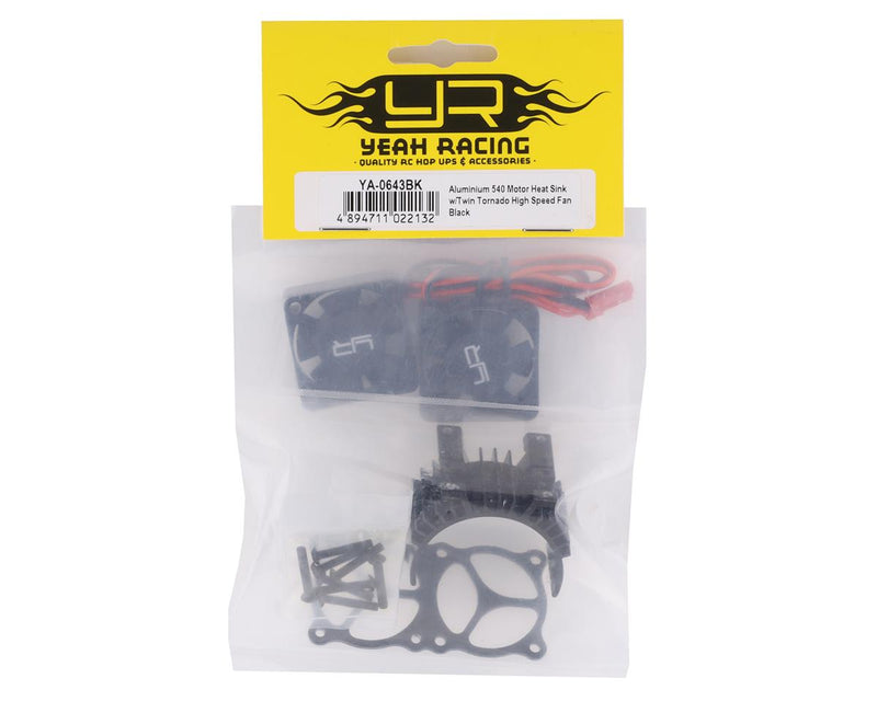 YA-0643BK Yeah Racing Aluminum 540/550 Motor Heat Sink w/Twin Tornado Fans (Black)