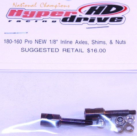 180-160 - Hyperdrive 2 1/8 Axles, 10 Shims, 2 Nuts